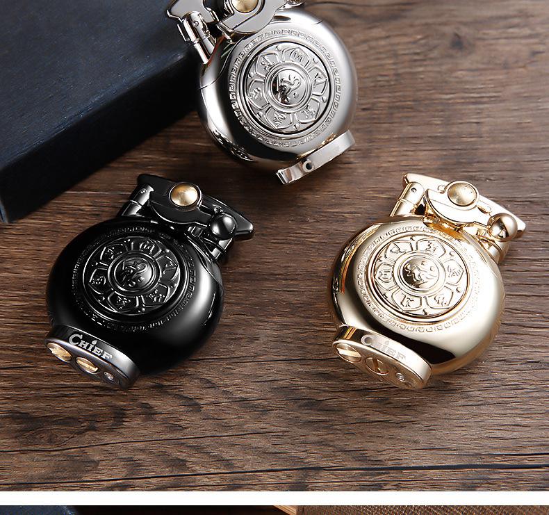 Leader CHIEF Automatic Ejection Windproof Kerosene Lighter - Creative Rocker Design for Personality and Decompression.