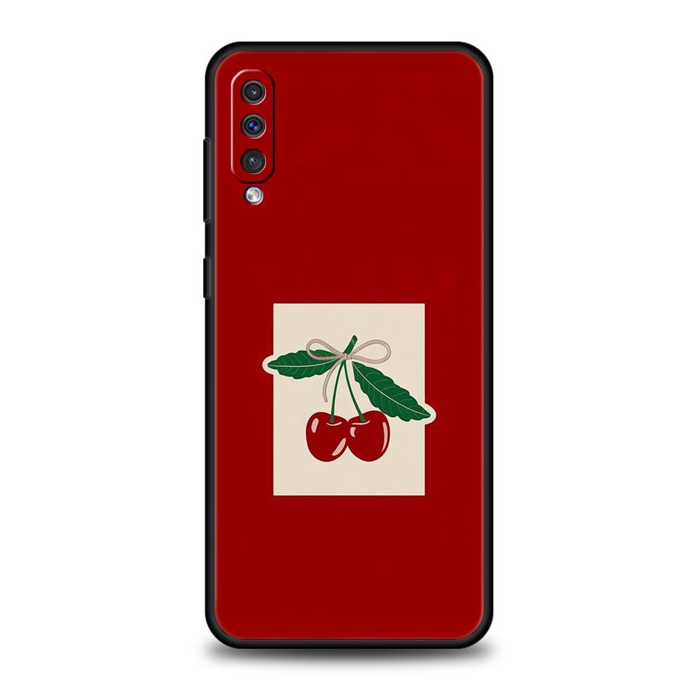 Red Cherry Phone Case For Samsung A26 A36 A56 A54 A52 A50 A70 A40 A20S A20E A12 A14 A16 A22 A24 A42 A34 A32 5G A04s A06 5G Cover