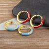 Nidin New Minimalist Candy Colors Enamel Round Hoop Earrings for Women Zircon Piercing Cartilage Huggie Ear Jewelry Wedding Gift