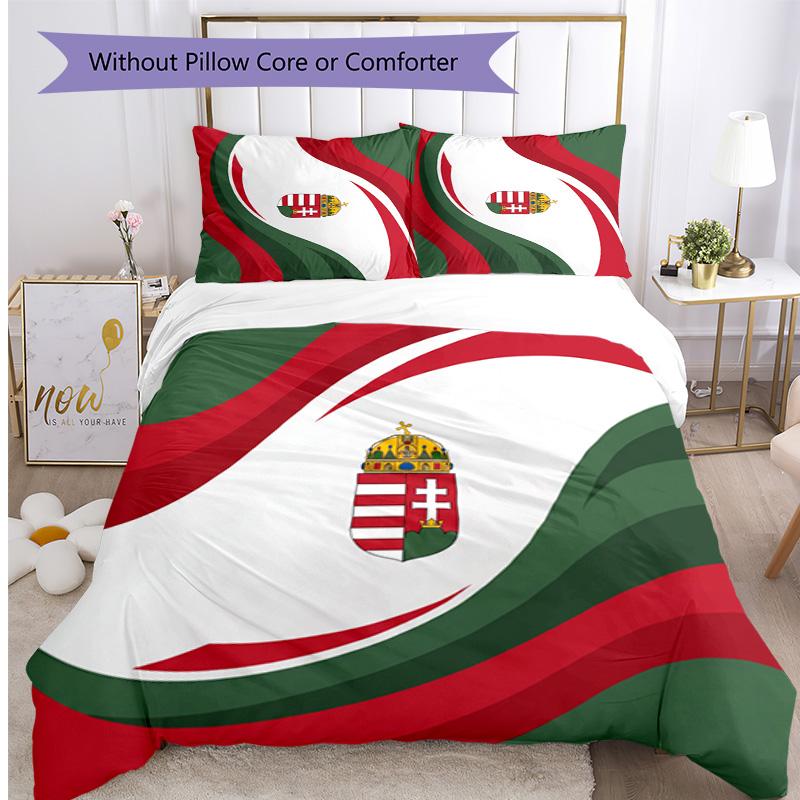 Set Biancheria da Letto Stampata Calcio Ungheria 3 Pezzi Copriletto Traspirante Accogliente come Regalo per Inaugurazione Casa o Festa