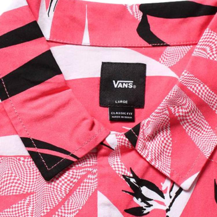 Vans Checker Floral West Coast Style Short Sleeve Shirt Men Shirts Pink VN0A4MS7YQF