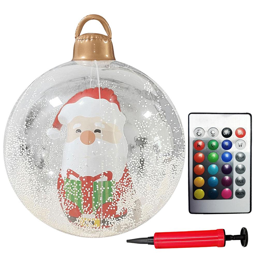 60cm PVC Inflatable Christmas Balls with LED Light Remote Large Balls Xmas Tree Decorations Giant Inflatable Christmas Balls