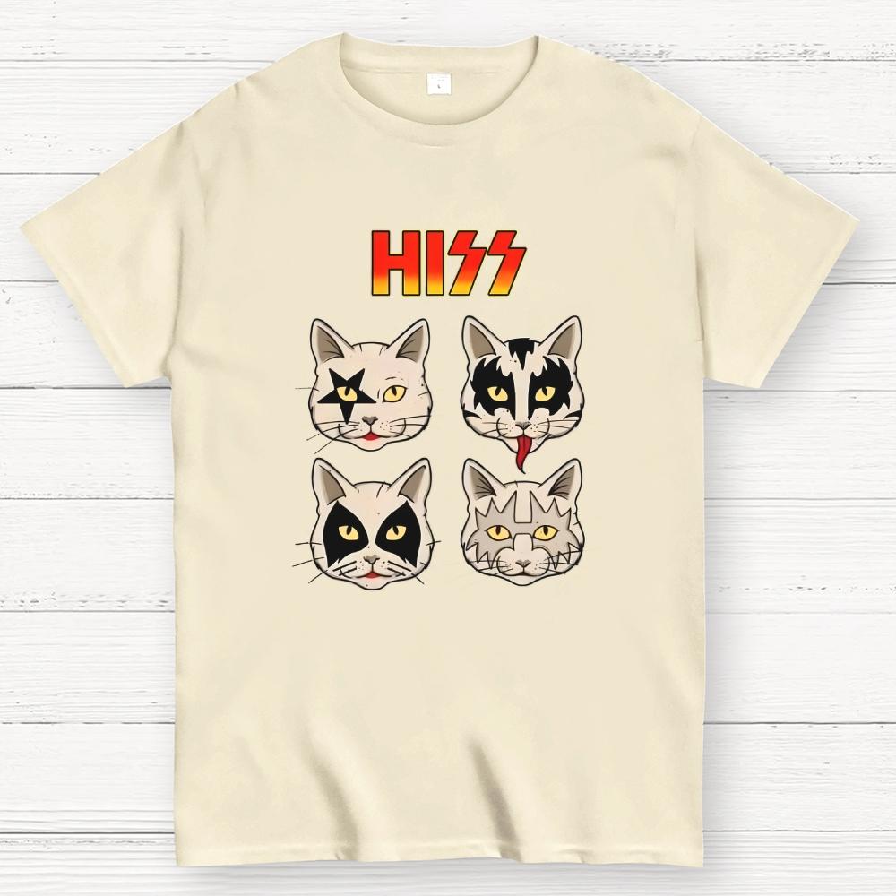 HISS – Vintage Funny Rock Cat Cotton Casual Cool Loose T-Shirt