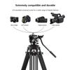 PULUZ Professional Heavy Duty Video Camcorder Aluminum Alloy Tripod with Fluid Drag Head for DSLR / SLR Camera, Adjustable Height: 80-160cm(Black)