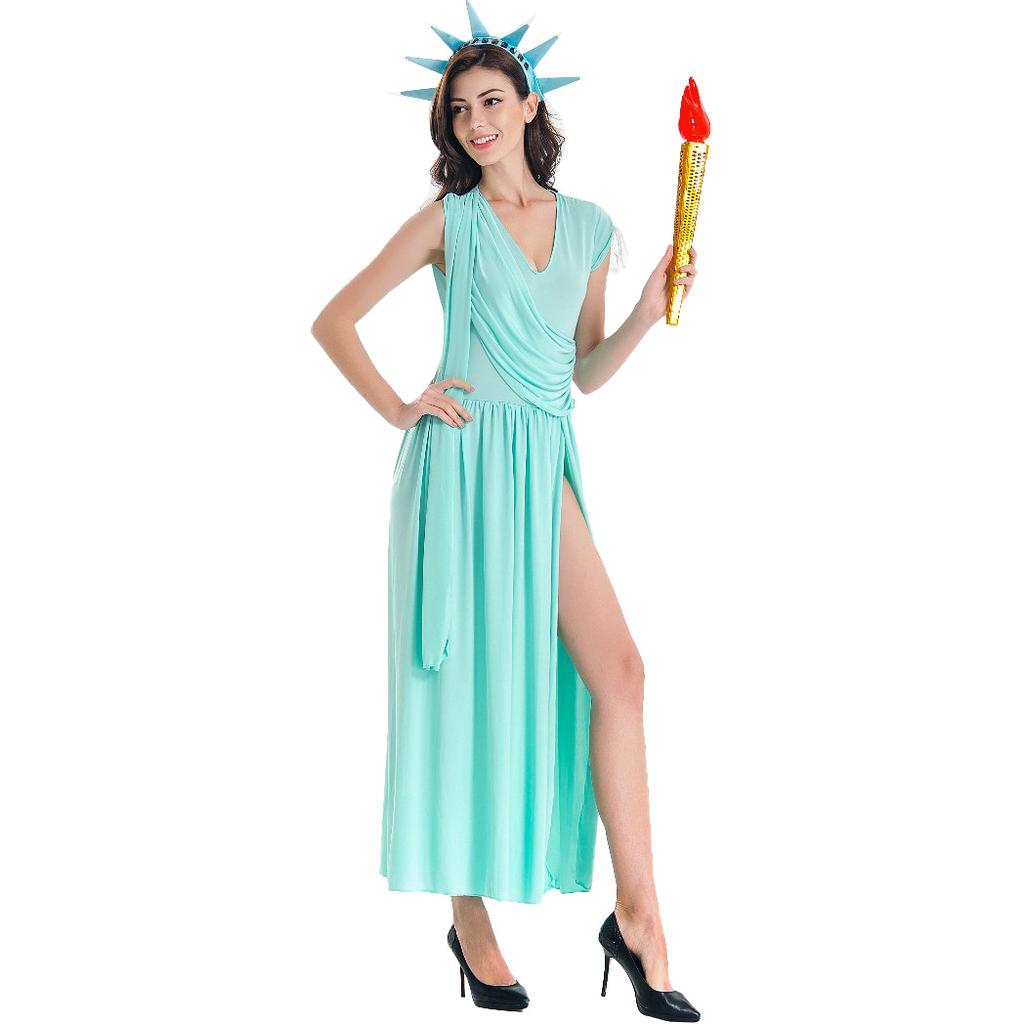 American Free Muse costume, Halloween cosplay costume, Greek Muse statue dress