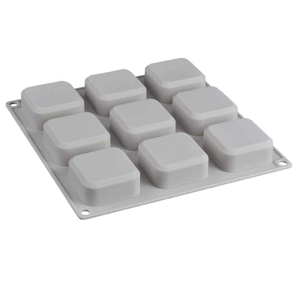 9 Grids Square Silicone Soap Molds Handmade Soap For DIY And Chocolate Kitchen Making Mold Supp K9W7