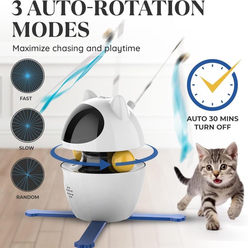 Katzen-Teaser-Spielzeug Automatischer intelligenter Teaser Katzenstab Auslaufender Futterball Set Selbst Hi Rolling Ball Katzenspielzeug