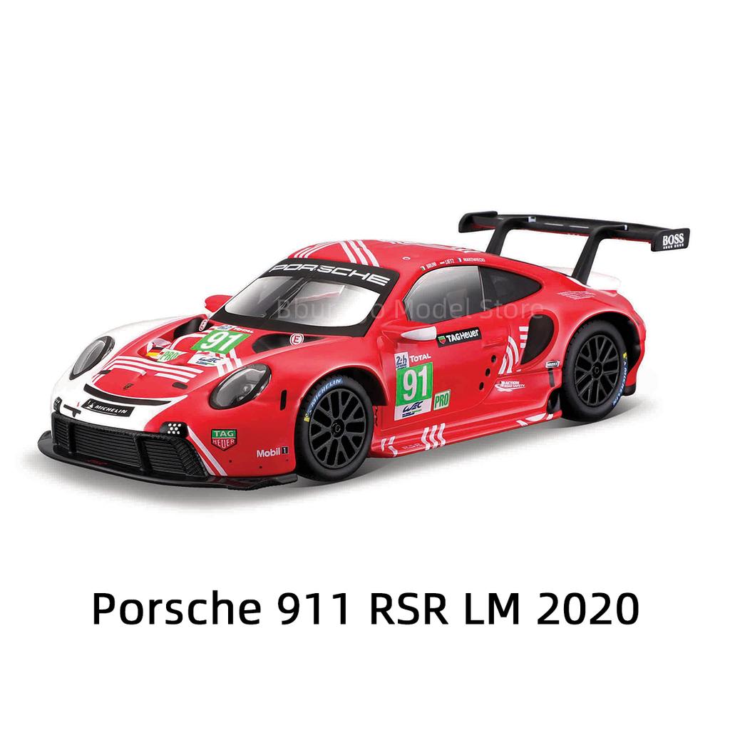 Bburago 1:24 Porsche 911 RSR LM 2020 Racing Die Dasting Alloy Car Model Art Deco Collection Toy Gift Factory Authorization