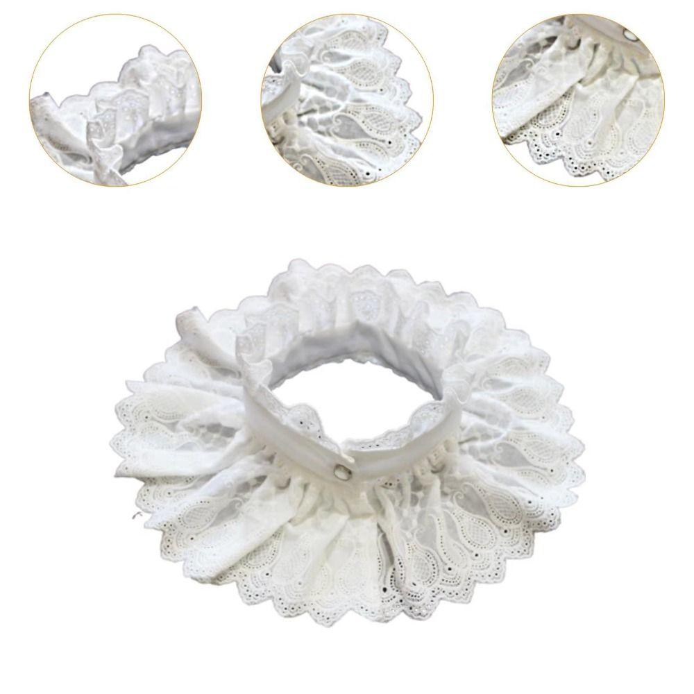 High Neck Fake Collar White Cotton Ruffle Collar Removable Detachable Collar  Blouse Decoration
