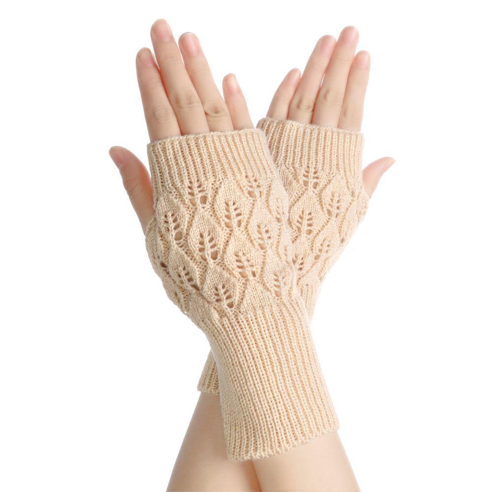 Protable Winter Autumn Warm Wool Wrist Gloves Half Mitten Exposed Finger Knitted Wool Glove