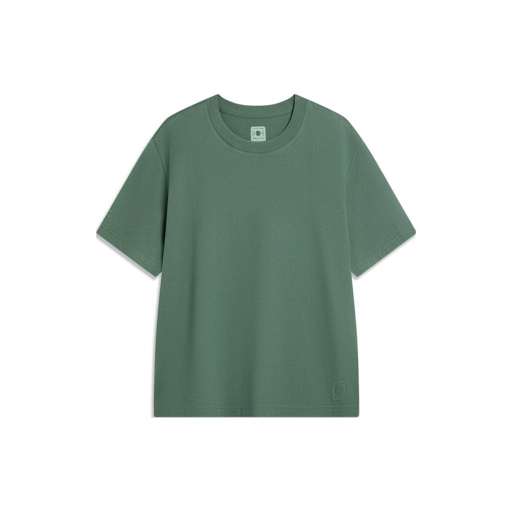 Li Ning China Color Series Solid Color Round Neck Casual Loose Pullover Short Sleeve T-Shirt Unisex T-Shirt Deep-Palace-Green AHST587-3