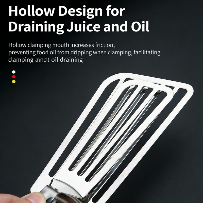 Multifunctional Kitchen Cooking Clamp Large Steel Spatula Tongs for Flipping Grilling and Serving Food Steak Hamburger