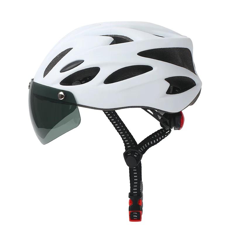 High-Quality Matte Cycling Helmet with Night Warning Tail Light, Suitable for Delivery Riders, Detachable Visor, Unisex