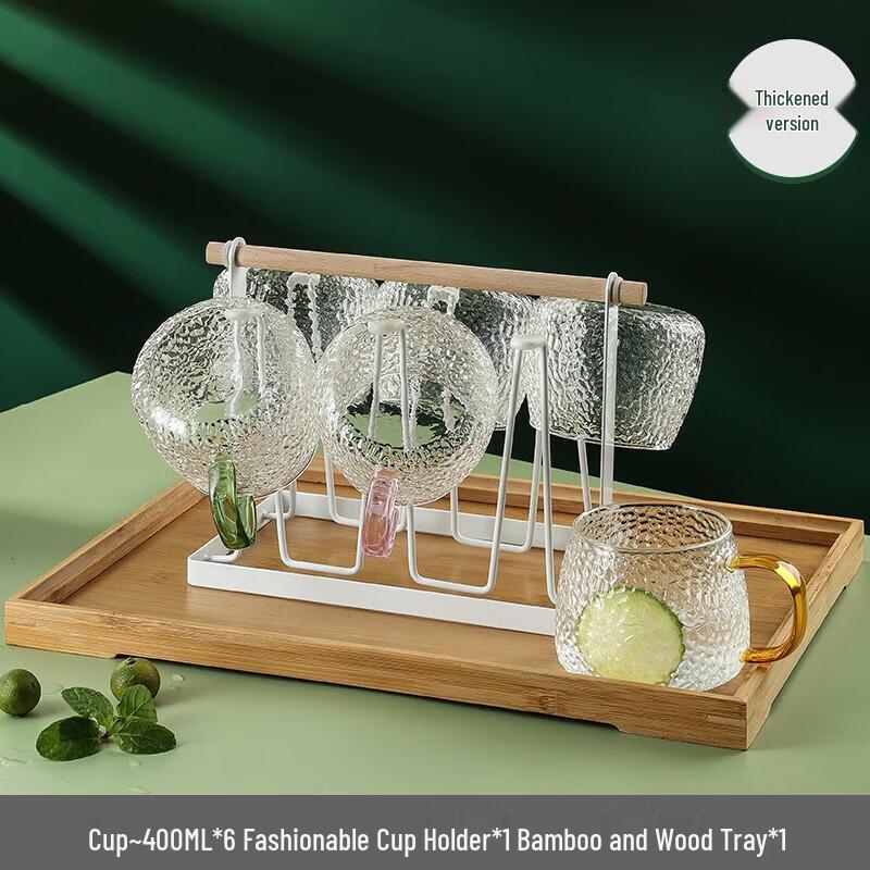 Zhuopu Hammered Heat-Resistant Glass Cups with Handle