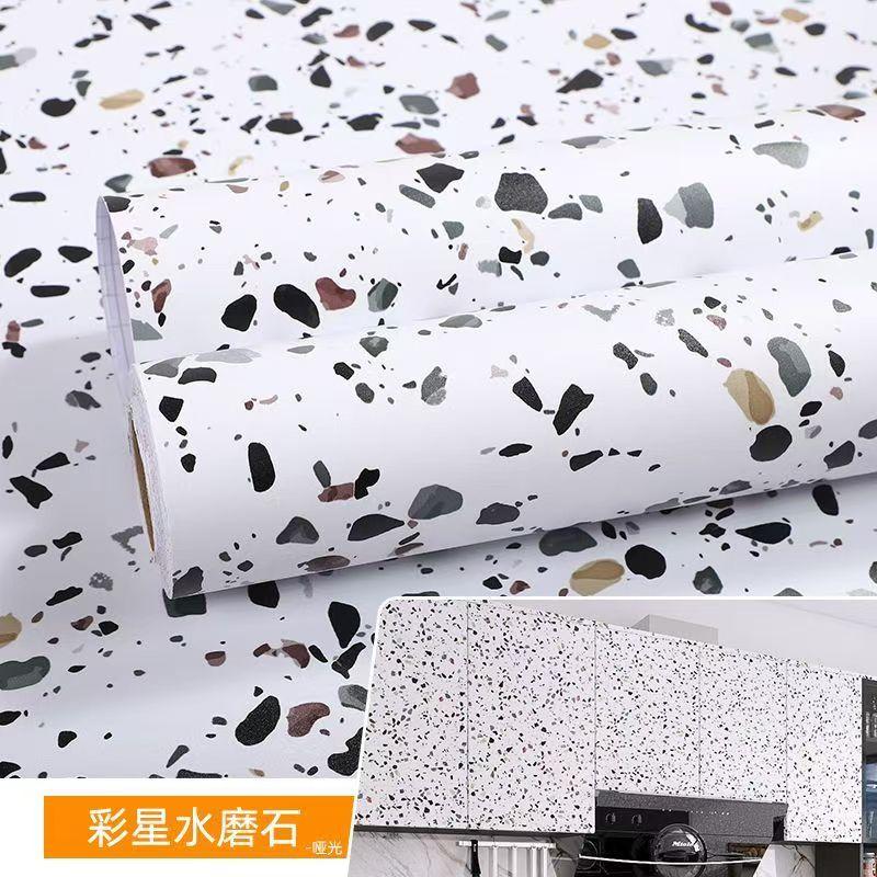 Waterproof Renovation Film Marble PVC Wallpapers DIY Self Adhesive Wall Stickers Kitchen Cabinets Decorative Sticky Paper Decals