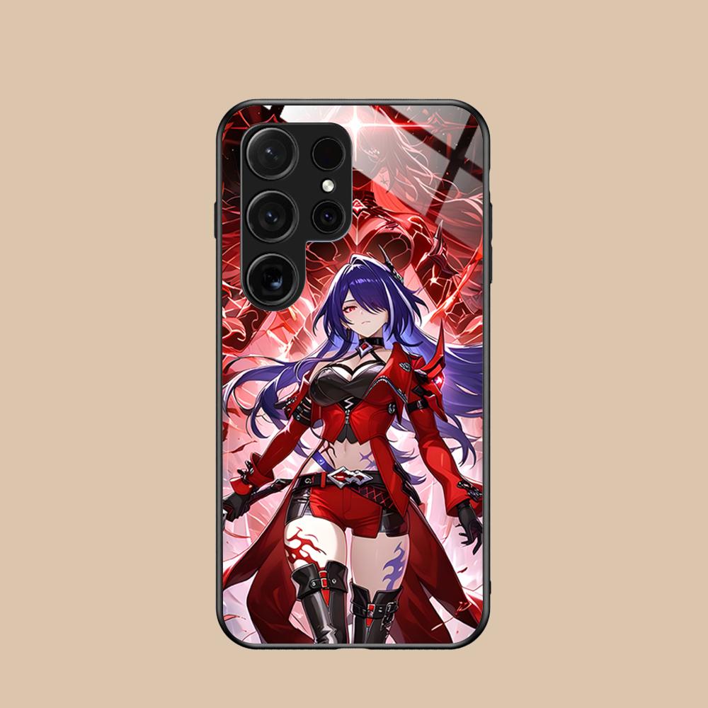 HSR Acheron Glass Mobile Phone Case for Samsung Galaxy S26 S25 S24 S23 S22 S21 S20 Note20 Plus FE Ultra Colorful Cover