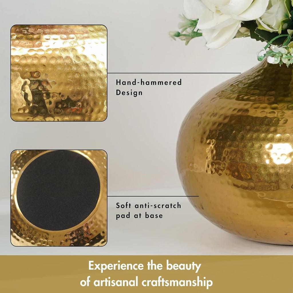 Metallische Blumenvase für Heimdekoration | Tischdeko für Schlafzimmer, Wohnzimmer, Büro | Bestes Geschenk für Hochzeit, Feste, Geburtstag |