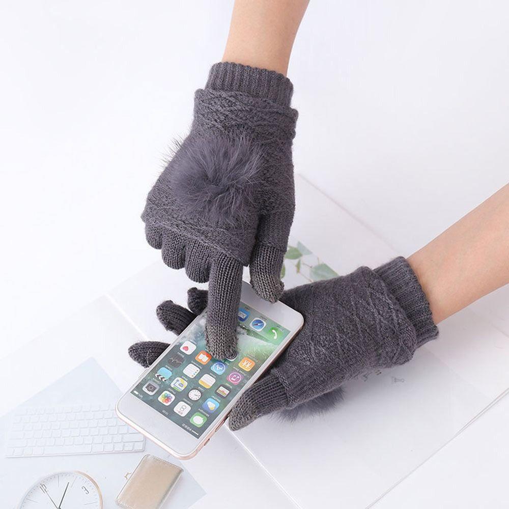 Split Finger Full Finger Mittens Thickened Riding Gloves New Plush Ball