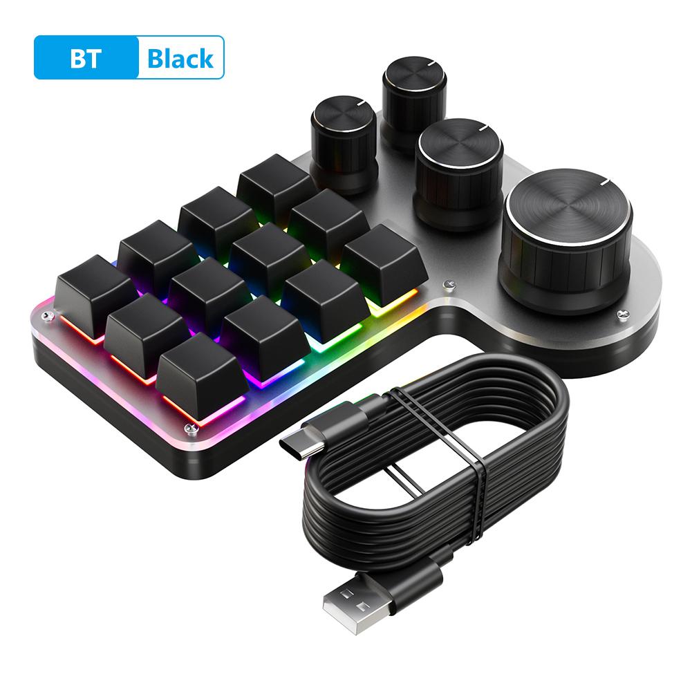 12 Keys 4 Knobs Programming Macro  Keyboard USB Wired/Bluetooth-Compatible Mini Mechanical Keyboard for Industrial Control