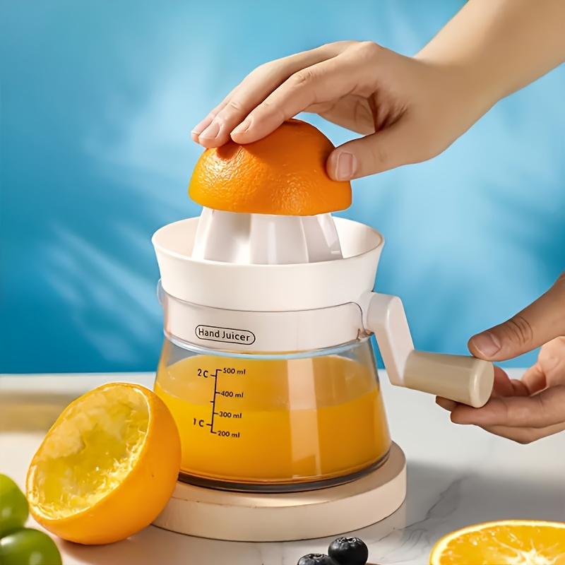 1 Manual Citrus Juicer with Built in Measuring Feature , Ergonomic Handheld Juicer for Oranges, Lemons, and Grapefruits, Durable ABS Material