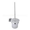 Chrome Wall Round Mounted Toilet Brush And Frosted Glass Holder For Bathroom Use