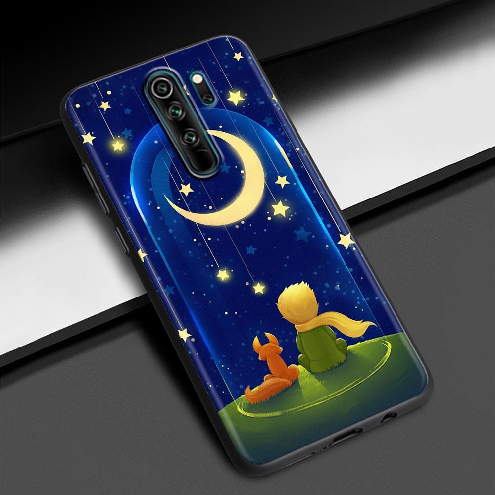 Mały Książę Gwiaździste Niebo Fox Obudowa Telefonu dla Redmi K40 K40S K50 6 6A 7 7A 8 8A 9 9A 9C 9T 10 10C Pro Plus Czarny Miękki Etui