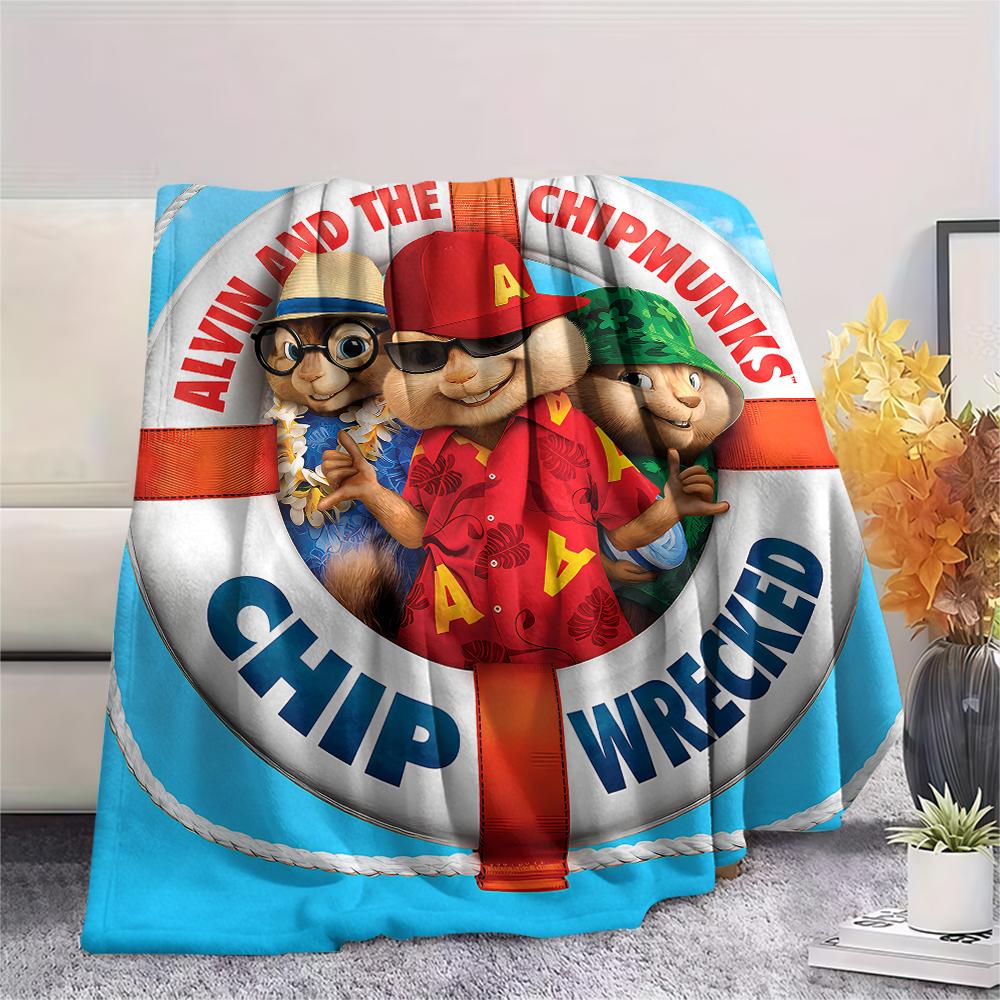 1 ks Flísová deka s potiskem Alvin a Chipmunkové, Vysoce kvalitní, Pro všechna roční období, Domácí dekorace, Teplo a pohodlí, Ideální jako vánoční dárky