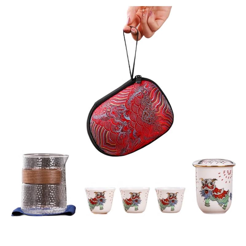 White Porcelain Zen Portable Tea Set (1 Pot, 3 Cups)