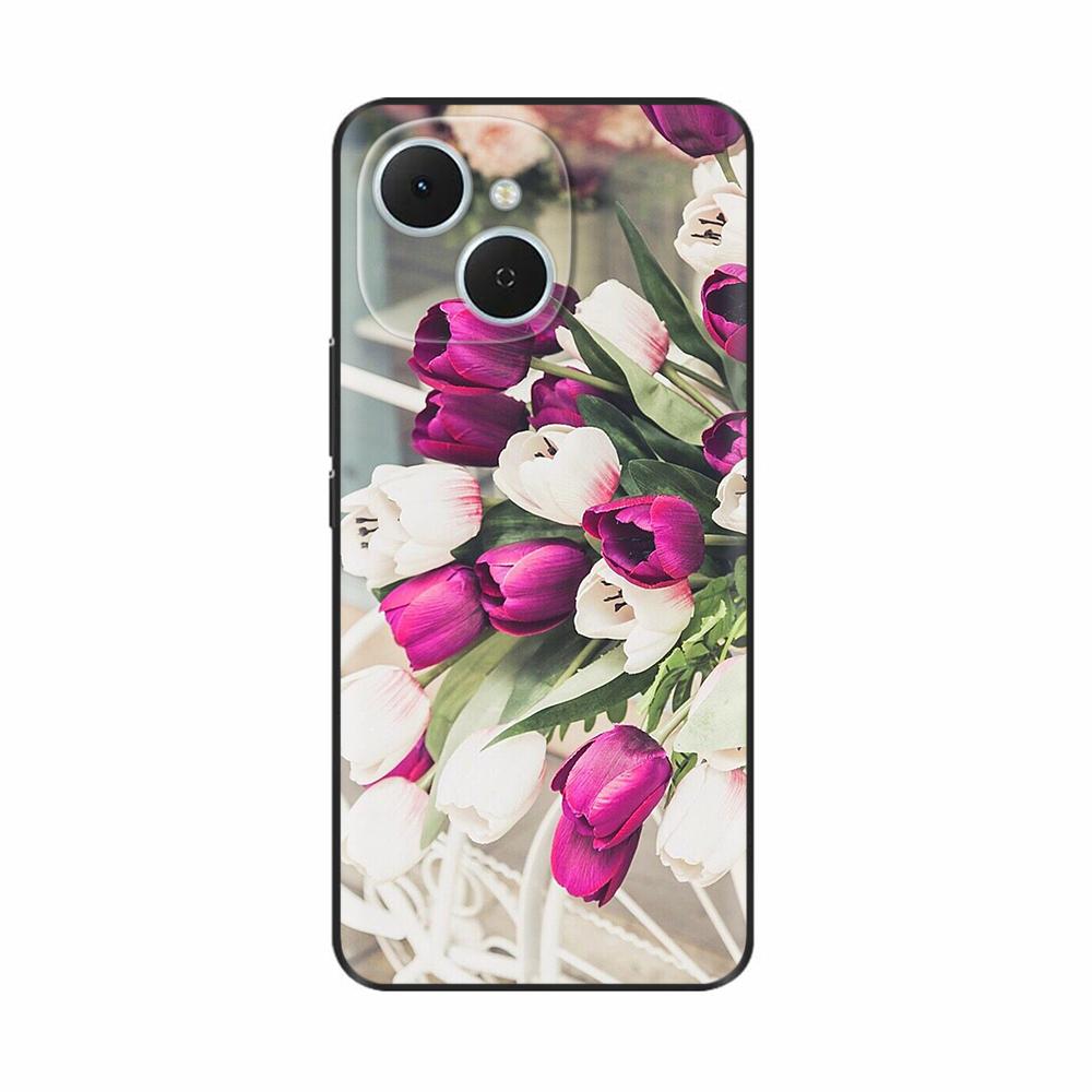 For Tecno Spark 40C Case Flowers Soft Silicone TPU Phone Cases For Tecno Spark 40C Shockproof Cool Wolf Flowers Protective Cover