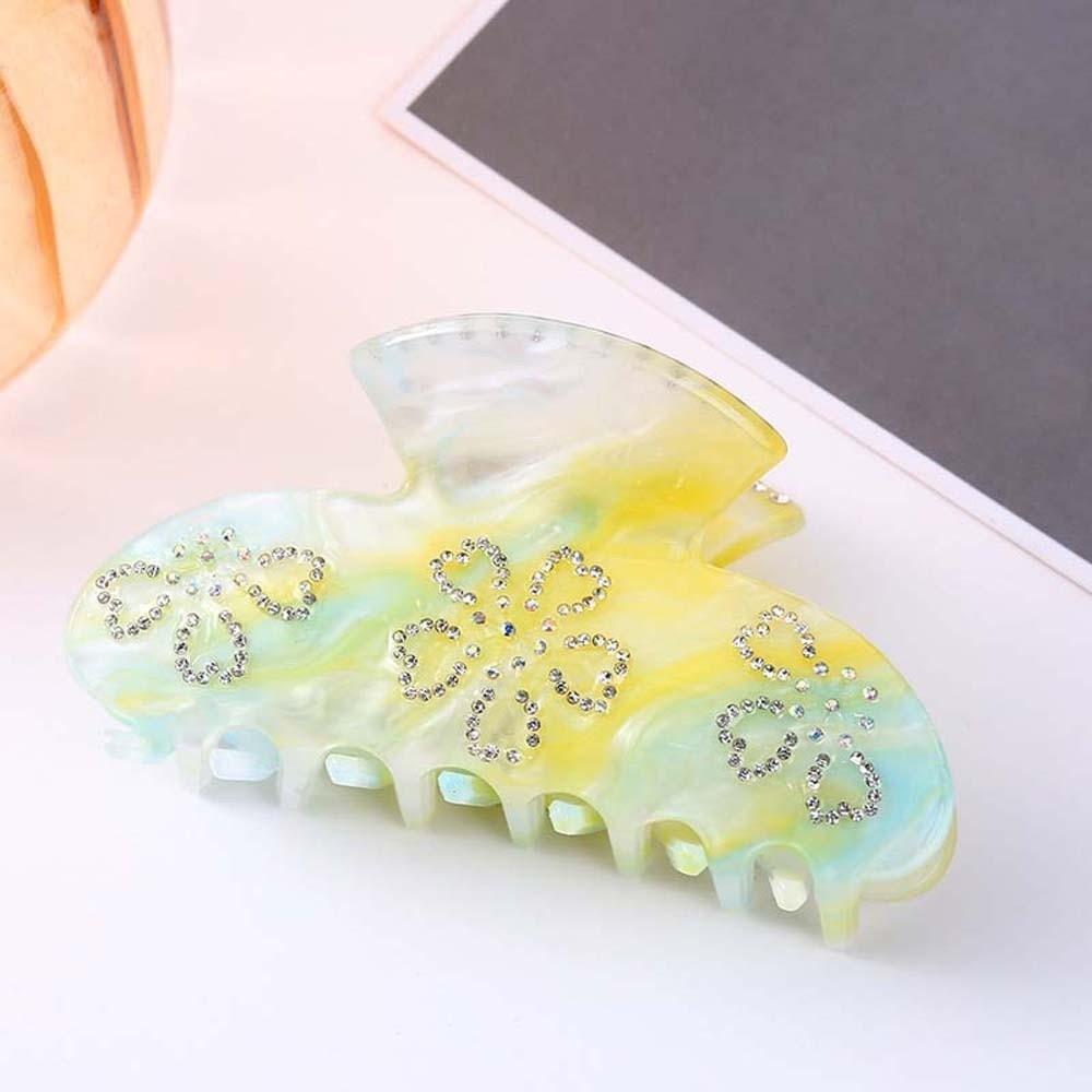 Flower Rhinestone-inlay Hair Claw Iridescent Acrylic Hair Claw Women Shark Clip Female