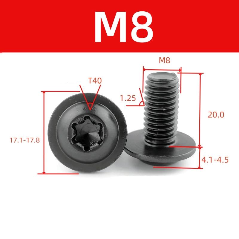 

304 Torx Винт M4 M5 M6 M8 из нержавеющей стали черного цвета Torx Винт с шайбой для мотоцикла, скутера, квадроцикла, мопеда, пластиковая крышка X 25mm