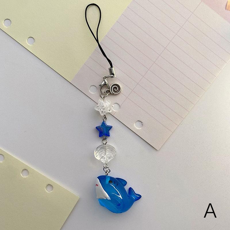 Y2K estetică curea telefon mobil rechin desen animat șnur pentru telefon mobil ocean animal lanț telefon pentru fete breloc pandantiv