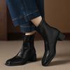 Krazing Pot Botines Chelsea de Puntera Cuadrada con Tacón Grueso de Microfibra Talla 42 Cremallera Decoración Plisada para Mujer Botines Elásticos en el Tobillo
