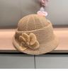 Women's Lightweight Breathable Top Hat Spring Summer Korean Style Fashionable Elegant Floral Roll-Edged Hat