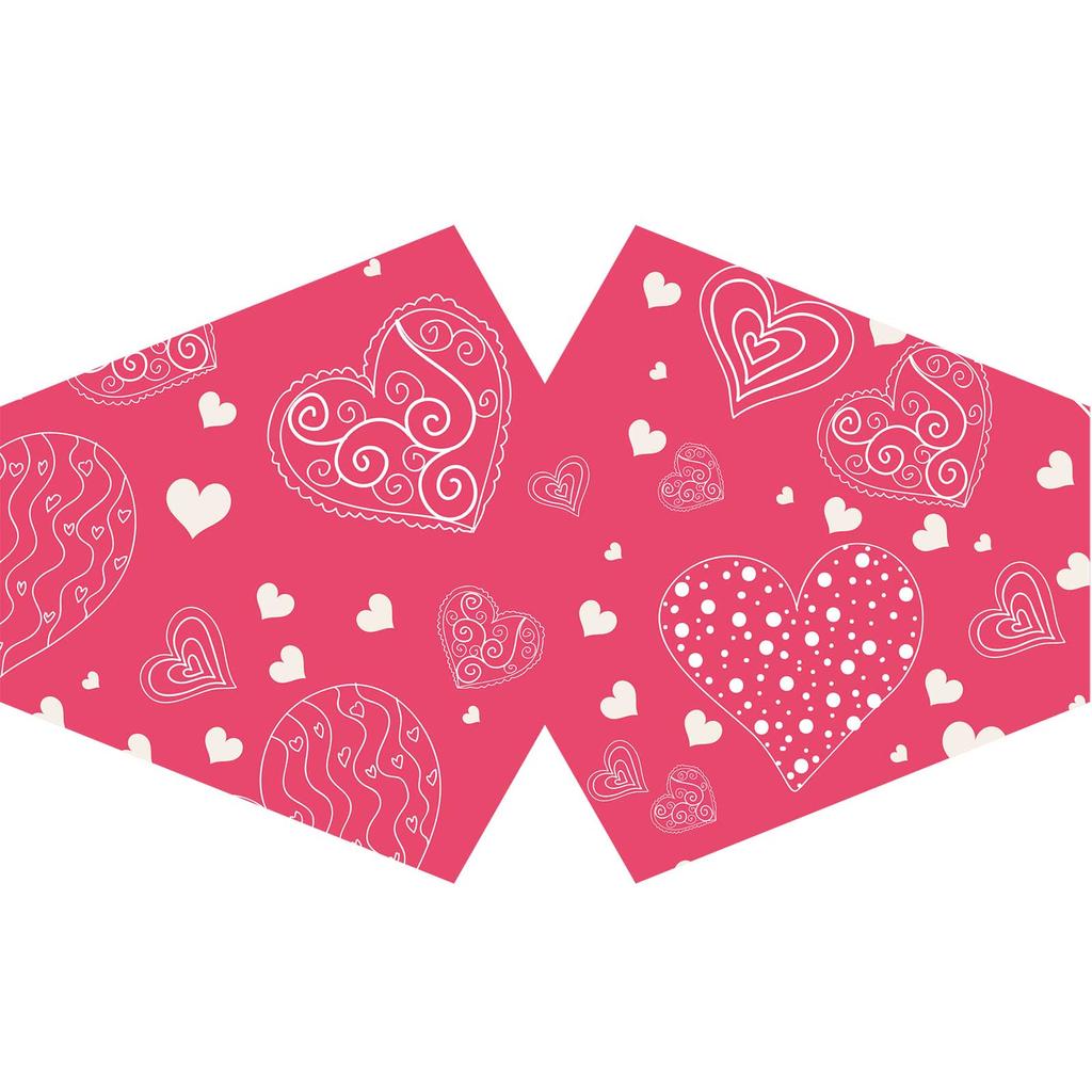 Reusable Face Mask With Filter, Pink Hearts Adult