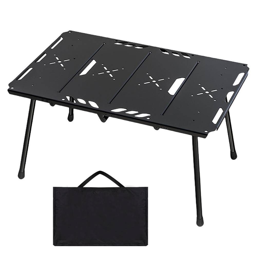 4-Fold Portable Barbecue Table with Carry Bag Lightweight Foldable Table Collapsible Camping Table for Backpacking Hiking