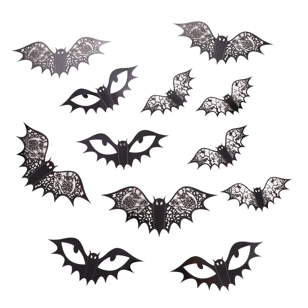 12pcs PVC Bat Wall Sticker Realistic Spooky Bat Decal 3D Bats Sticker  Halloween