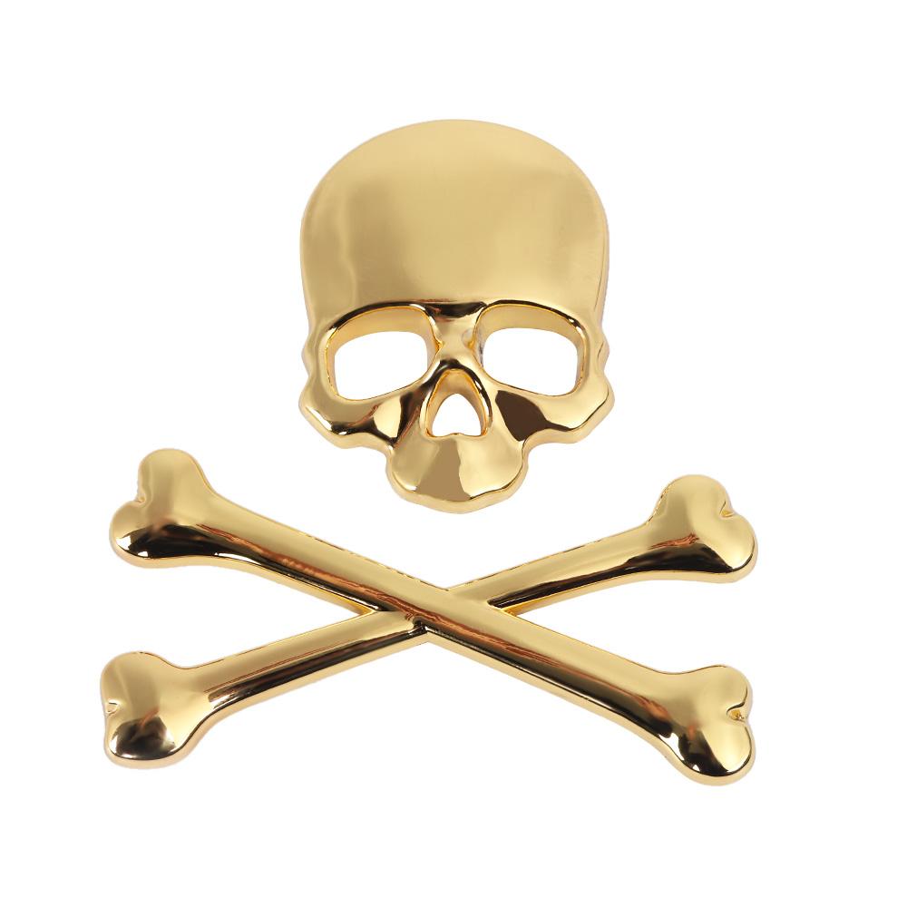 1 PC NEW Fresh 3D Skull Skeleton Metal Crossbones Car Label Skull Label Car Emblem Styling Stickers Accessories
