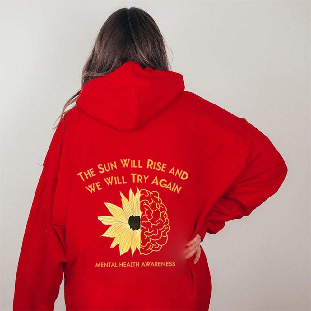 2025 Spring & Autumn Floral Print Drop Shoulder Hoodie