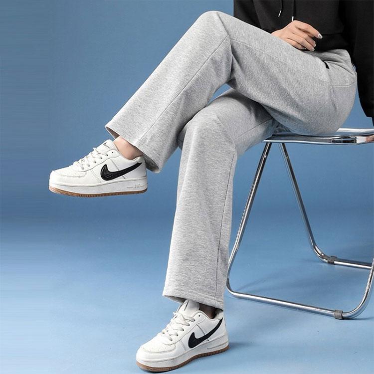 Li-Ning Solid Color Logo Casual Straight Leg Knitted Sports Pants Men bottoms Gray AKLS447-1