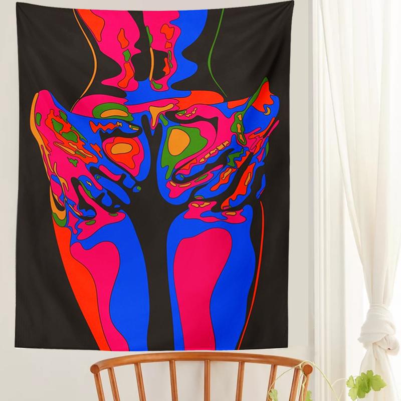 Psychedelic Tapestry Wall Hanging Beautiful Wall Covering Tapestry Decor Living Room Bedroom Bohemian INS Print