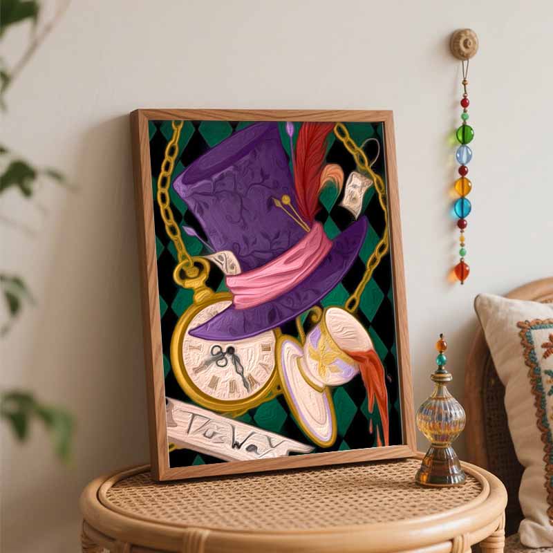 Disney Oil Painting Art Painting Set Alice Mad Hatter Wall Decor Handmade Gift