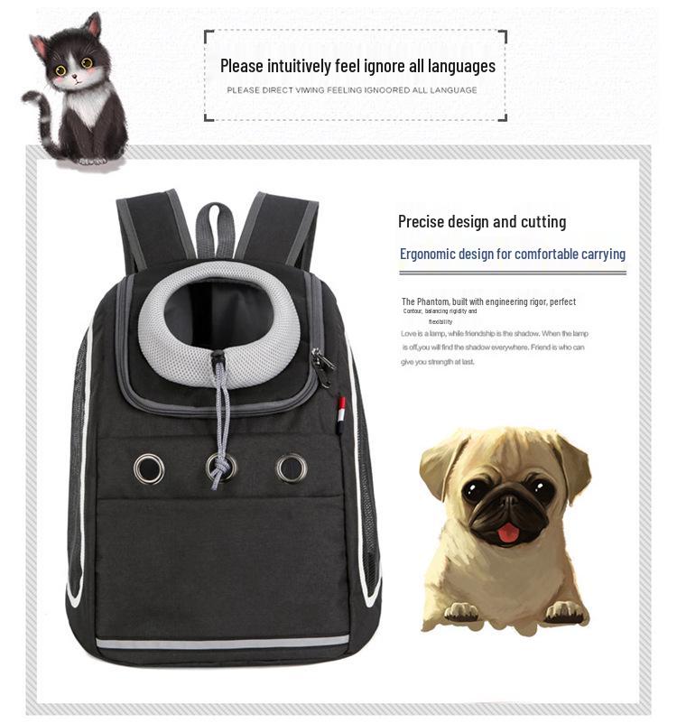 Breathable Pet Backpack for Cats & Dogs - Portable Double Shoulder Travel Bag