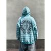 Unisex Retro Full Print Cross Hoodie Zipper Jacket - Trendy Casual Wear
