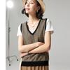 Women's Vintage Houndstooth Knitted V-Neck Sleeveless Vest