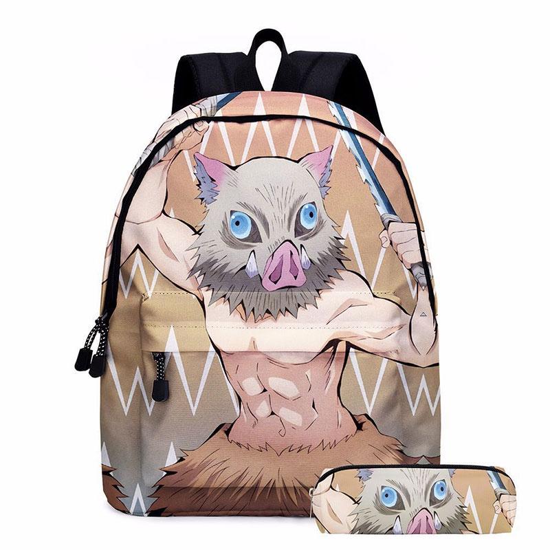 Demon Slayer Anime Cartoon Backpack Set For Students Durable Breathable And Lightweight