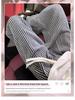 Women's High-Waist Black & White Striped Wool Wide-Leg Pants - Petite 150, Autumn/Winter Collection