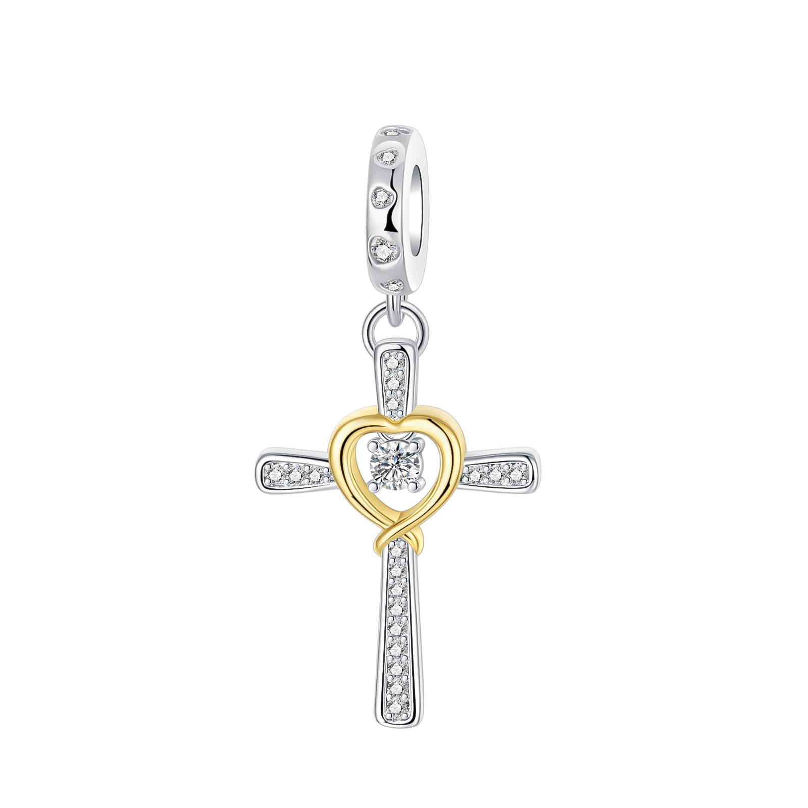 

925 Silver The Bible beads Cross flower bird Pendant Fit Original Bracelet Charm Bead Necklace Diy Female Jewelry Woman gift
