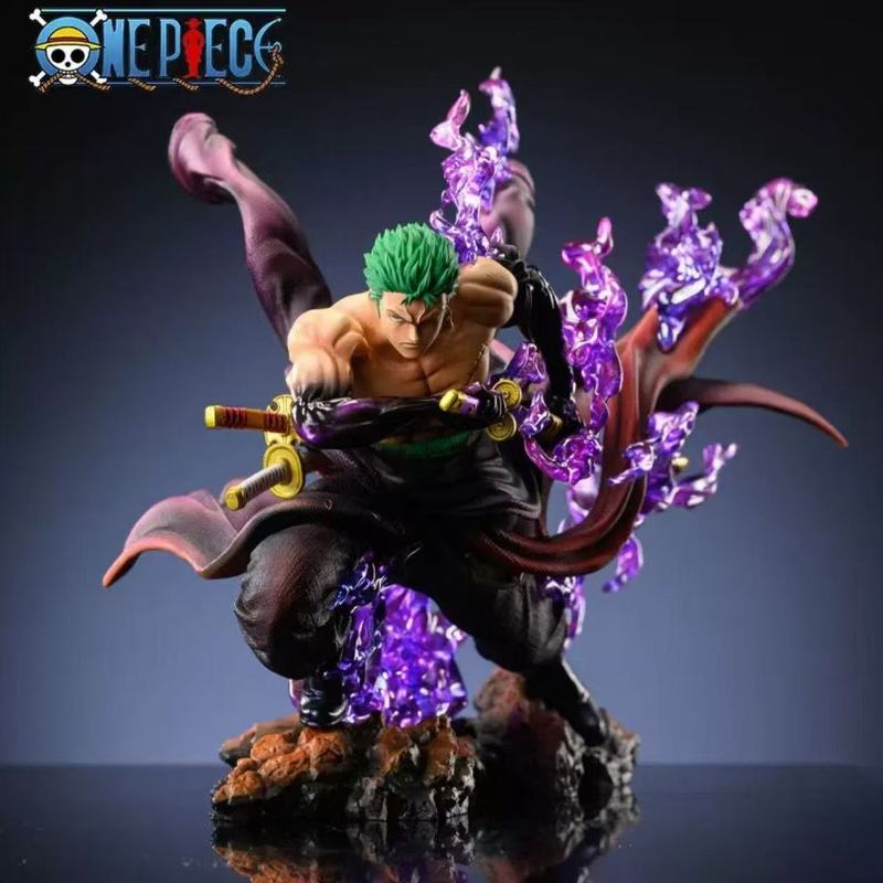 One Piece Handheld Drifting Knife Pulling Zoro Figures Gk Statue With Effect Piece Anime Trendy Play Figure Desktop Ornament Gift