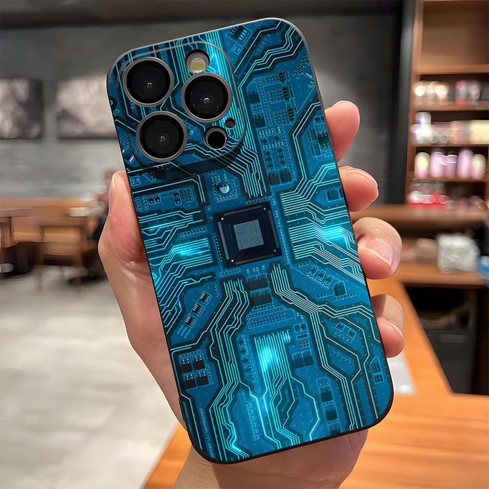 

Inside Circuit Board Phone Case For IPhone 17 Pro Max 15 Pro 16 14 Plus 12 13 Mini 11 Pro Shockproof Soft Cover iPhone14 Plus